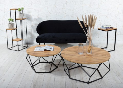 Nowoczesny kwietnik stojak 110 cm czarny Wykonany z metalu, prosty i stylowy stojak na kwiatki w kolorze czarnym z blatami z pły