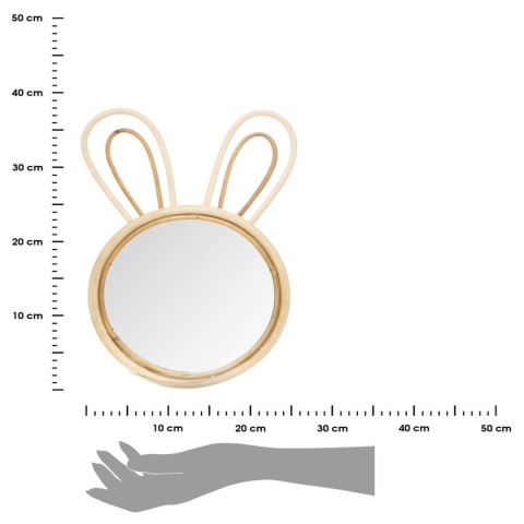 Okrągłe lustro ścienne Rabbit Wykonane z drewna bambusowego, z motywem króliczych uszu, funkcjonalne uzupełnienie pokoju dziecię