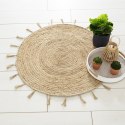 Okrągły dywan jutowy Cosy 80 cm Wykonany z naturalnego materiału, z frędzlami, naturalna kolosytyka