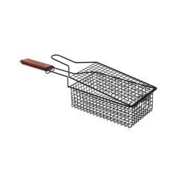 Ruszt na grilla do pieczenia potraw 50cm Zamykany koszyk do pieczenia potraw na grillu wykonany z metalu z powłoką nieprzywieraj