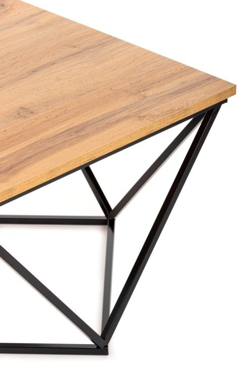 Stolik kawowy Curved 60 cm dąb lancelot Konstrukcja lakierowana na czarno, blat wykonany z płyty MDF w kolorze dąb lancelot, wys