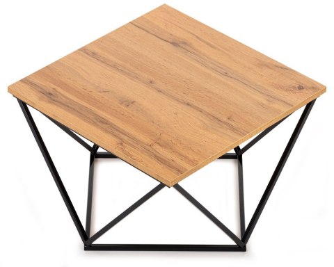 Stolik kawowy Curved 60 cm dąb lancelot Konstrukcja lakierowana na czarno, blat wykonany z płyty MDF w kolorze dąb lancelot, wys