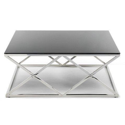 Stolik kawowy Timantti Silver Black 110Wykonany ze stali nierdzewnej w kolorze srebrnym, wymiary 110x110x43,5 cm, blat z hartowa