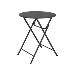 Stolik metalowy okrągły antracyt 70x60cm Okrągły kawowy stół, składany, wykonany z metalu, w matowym wykończeniu, idealny do sa