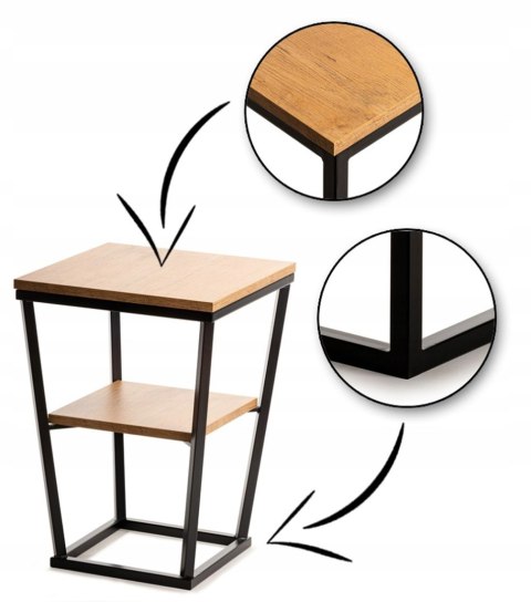 Szafka nocna EXPAND 40x40 cm loftowy Wykonana z metalu i płyt MDF, praktyczna półka nocna w stylu industrialnym loft