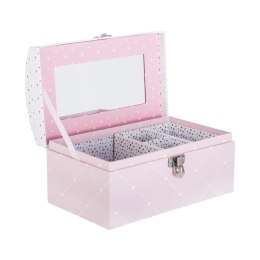 Szkatułka na biżuterię Love Wykonana z kartonu ozdobionego kolorowym nadrukiem, z lusterkiem w środku, wyposażona w metalowy zam