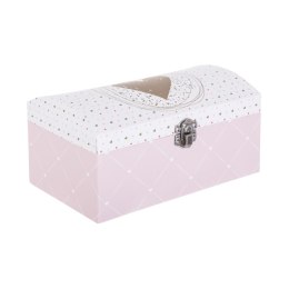 Szkatułka na biżuterię Love Wykonana z kartonu ozdobionego kolorowym nadrukiem, z lusterkiem w środku, wyposażona w metalowy zam