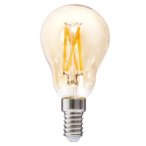 Żarówka LED Amber Straight 5W E14Wykonana ze szkła o bursztynowej barwie, prosty filament, zakończona aluminiowym gniazdem