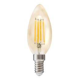 Żarówka LED Flame Straight 2W E14 Wykonana ze szkła o bursztynowej barwie, prosty filament, zakończona aluminiowym gniazdem