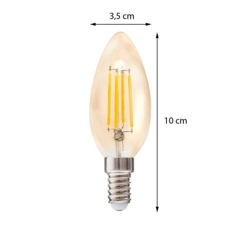 Żarówka LED Flame Straight 2W E14 Wykonana ze szkła o bursztynowej barwie, prosty filament, zakończona aluminiowym gniazdem