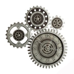 Zegar ścienny Gears 57x58 cm Składający się z 4 połączonych kół zębatych, wykonany z tworzywa sztucznego, szara kolorystyka