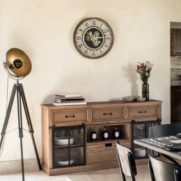 Zegar ścienny Stella 57 cm Wykonany z metalu, tarcza osłonięta szybą, z mechanizmem wprawiającym w ruch zębatki