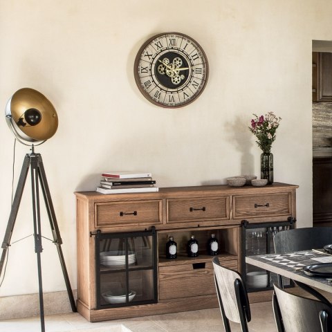 Zegar ścienny Stella 57 cm Wykonany z metalu, tarcza osłonięta szybą, z mechanizmem wprawiającym w ruch zębatki