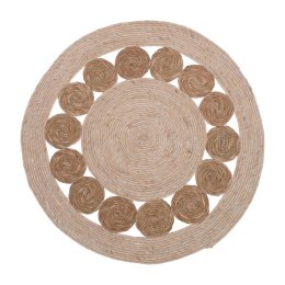 Dywan jutowy okrągły wzór koła 80 cm Mata podłogowa okrągła w ażurowy wzór, naturalny materiał, minimalistyczny i elegancki desi