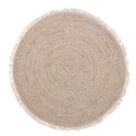Dywan jutowy okrągły z frędzlami 80 cm Mata podłogowa z dekoracyjnymi frędzlami, pleciona z juty, naturalny materiał, minimalist