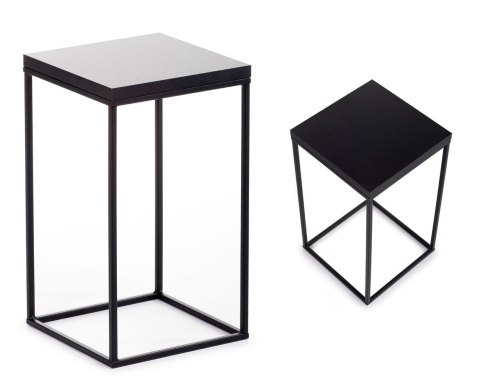 Kwietnik stojący 40 cm BasicLoft czarny Wykonany z metalu oraz blatu z płyty MDF w kolorze czarnym, praktyczny i elegancki stoja