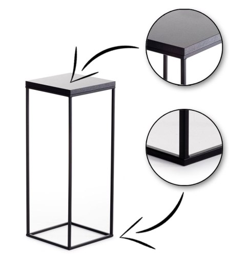 Kwietnik stojący 60 cm BasicLoft czarny Wykonany z metalu oraz blatu z płyty MDF w kolorze czarnym, praktyczny i elegancki stoja