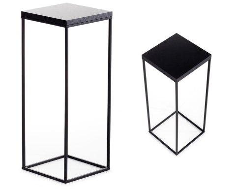 Kwietnik stojący 60 cm BasicLoft czarny Wykonany z metalu oraz blatu z płyty MDF w kolorze czarnym, praktyczny i elegancki stoja