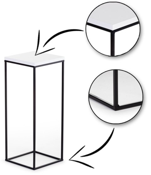 Kwietnik stojący 80 cm BasicLoft biały Wykonany z metalu oraz z płyty MDF w kolorze białym, praktyczny i elegancki stojak na kwi