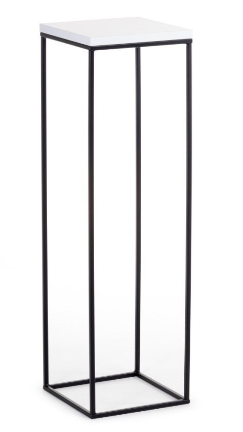 Kwietnik stojący 80 cm BasicLoft biały Wykonany z metalu oraz z płyty MDF w kolorze białym, praktyczny i elegancki stojak na kwi