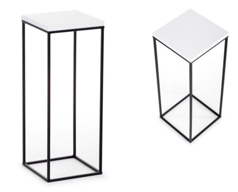 Kwietnik stojący 80 cm BasicLoft biały Wykonany z metalu oraz z płyty MDF w kolorze białym, praktyczny i elegancki stojak na kwi