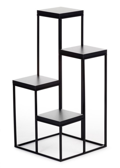 Kwietnik stojący KASKADA blat czarny Wykonany z metalu oraz płyty MDF w kolorze czarnym, solidny i modny stojak na kwiaty w styl