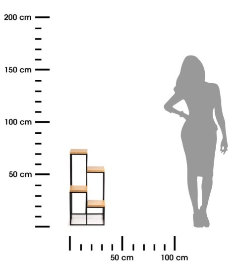 Kwietnik stojący KASKADA blat dąb MDF Wykonany z metalu oraz płyty MDF w kolorze Dąb Lancelot, solidny i solidny i modny stojak 
