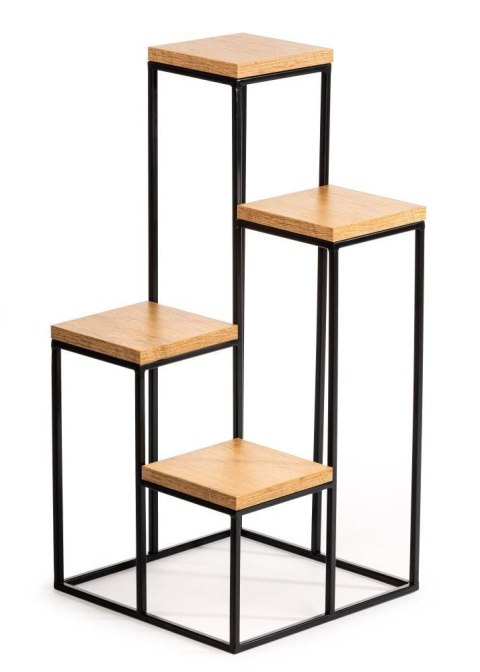 Kwietnik stojący KASKADA blat dąb MDF Wykonany z metalu oraz płyty MDF w kolorze Dąb Lancelot, solidny i solidny i modny stojak 