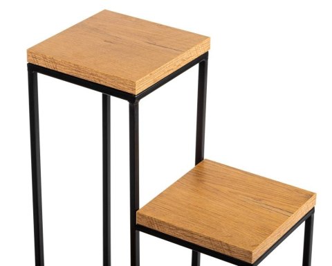 Kwietnik stojący KASKADA blat dąb MDF Wykonany z metalu oraz płyty MDF w kolorze Dąb Lancelot, solidny i solidny i modny stojak 