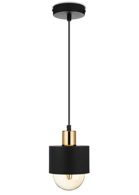 Lampa wisząca BerlinStil 12 cm cz-miedź Modna sufitowa lampa w kolorze czarnym z miedzianym nadkloszem, w stylu loft industrialn