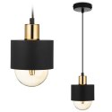 Lampa wisząca BerlinStil 12 cm cz-miedź Modna sufitowa lampa w kolorze czarnym z miedzianym nadkloszem, w stylu loft industrialn