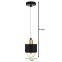 Lampa wisząca BerlinStil 12 cm cz-miedź Modna sufitowa lampa w kolorze czarnym z miedzianym nadkloszem, w stylu loft industrialn