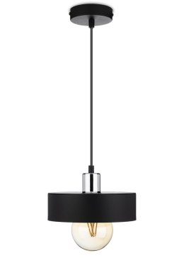 Lampa wisząca BerlinStil 20cm cz-srebrna Modna sufitowa lampa w kolorze czarnym ze srebrnym nadkloszem, w stylu loft industrialn