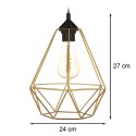Lampa wisząca Paris Diamond 24 cm miedź Stylowa lampa wisząca druciak w kolorze błyszczącej miedzi, w stylu glamour połysk 24 cm