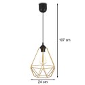 Lampa wisząca Paris Diamond 24 cm miedź Stylowa lampa wisząca druciak w kolorze błyszczącej miedzi, w stylu glamour połysk 24 cm