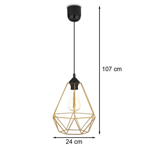 Lampa wisząca Paris Diamond 24 cm miedź Stylowa lampa wisząca druciak w kolorze błyszczącej miedzi, w stylu glamour połysk 24 cm