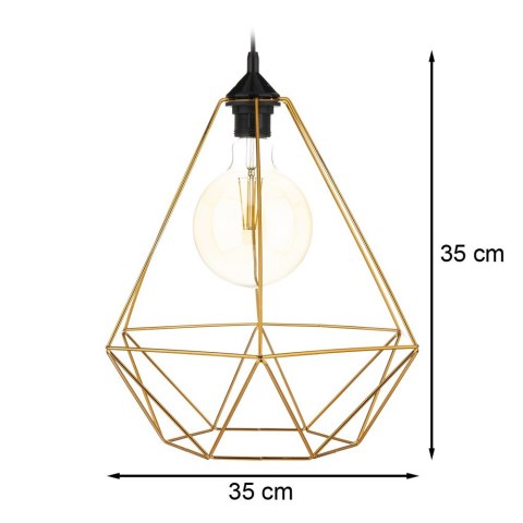 Lampa wisząca Paris Diamond 35 cm miedź Stylowa lampa wisząca druciak w kolorze błyszczącej miedzi, w stylu glamour połysk 35 cm