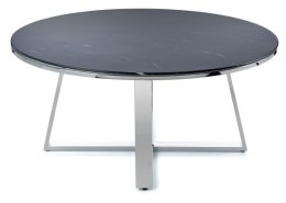 Stolik kawowy Trophy Silver Black Wykonany ze stali nierdzewnej w kolorze srebrnym. Wymiary: 100x100x45 cm. Blat wykonany ze szk