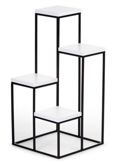 Kwietnik stojący KASKADA blaty białeWykonany z metalu oraz płyty MDF w kolorze białym, solidny i modny stojak na kwiaty w stylu 