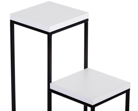 Kwietnik stojący KASKADA blaty białeWykonany z metalu oraz płyty MDF w kolorze białym, solidny i modny stojak na kwiaty w stylu 