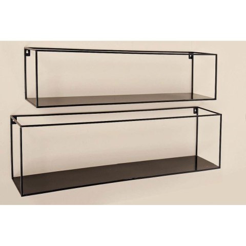 Półki ścienne Franco komplet 2 sztuki metalowe,kolor czarny, wysokość 22 cm, szerokośc 78 cm