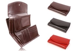 Duży skórzany portfel damski PPD6 BLACK