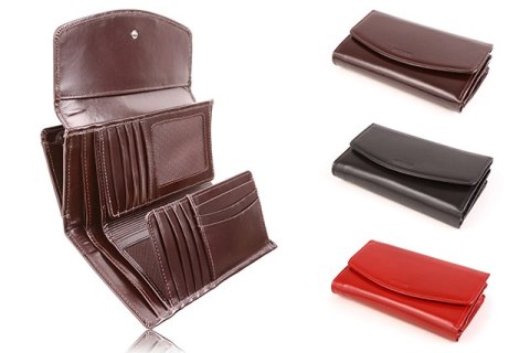 Duży skórzany portfel damski PPD6 BLACK