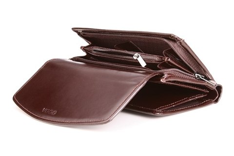 Duży skórzany portfel damski PPD6 BLACK