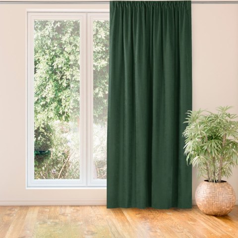 Zasłona MILANA kolor butelkowa zieleń styl klasyczny taśma smok transparentna 10 cm z grzywką 3 cm szenila 560x225 Homede - CURT