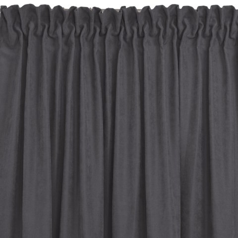 Zasłona MILANA kolor grafitowy styl klasyczny taśma smok transparentna 7,5 cm z grzywką 3 cm szenila 560x245 Homede - CURT/HOM/M