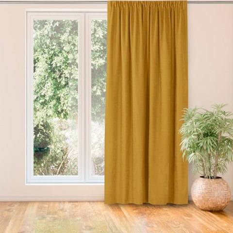 Zasłona MILANA kolor musztardowy styl klasyczny taśma smok transparentna 10 cm z grzywką 3 cm szenila 560x225 Homede - CURT/HOM/