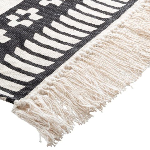 Dywan z frędzlami Delhi 120x170 cm Bawełniany, ozdobiony etnicznym wzorem w stylu boho, prostokątny kształt i naturalna koloryst