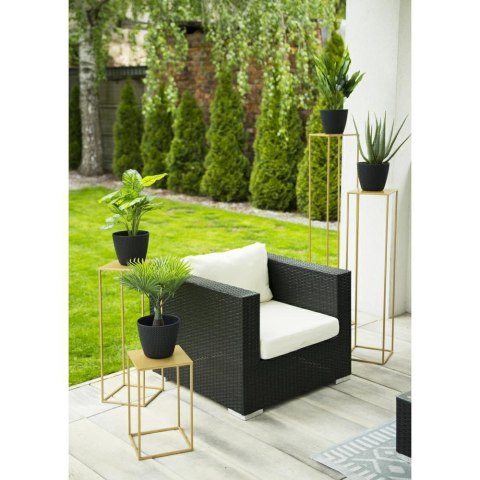 Złoty nowoczesny kwietnik stojący 130 cm Wykonany z metalu, prosty i stylowy stojak na kwiatki w kolorze złotym