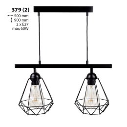 Podwójna lampa wisząca Diamante Lampa sufitowa składająca się z dwóch lamp na listwie. Wysokość max. 90 cm, szerokość 50 cm, głę